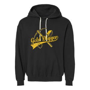 Golden Batch with Crossing Pick and Shovel for Gold Digger Garment-Dyed Fleece Hoodie