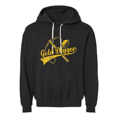 Golden Batch with Crossing Pick and Shovel for Gold Digger Garment-Dyed Fleece Hoodie