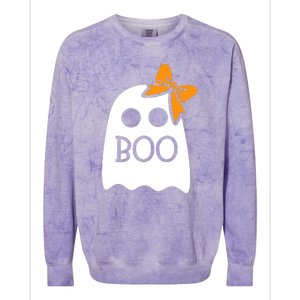 Ghost Boo With Bow For Halloween Costume Gift Colorblast Crewneck Sweatshirt