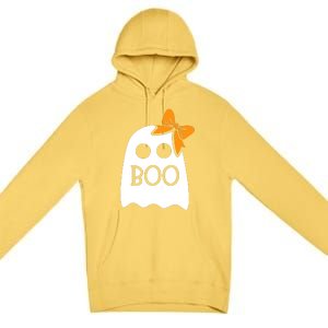 Ghost Boo With Bow For Halloween Costume Gift Premium Pullover Hoodie