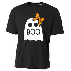 Ghost Boo With Bow For Halloween Costume Gift Cooling Performance Crew T-Shirt