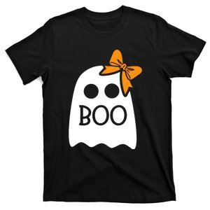 Ghost Boo With Bow For Halloween Costume Gift T-Shirt