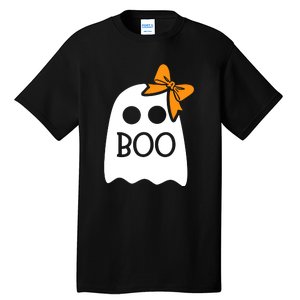 Ghost Boo With Bow For Halloween Costume Gift Tall T-Shirt