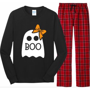 Ghost Boo With Bow For Halloween Costume Gift Long Sleeve Pajama Set