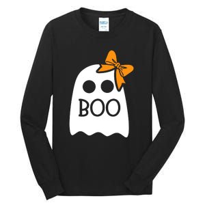 Ghost Boo With Bow For Halloween Costume Gift Tall Long Sleeve T-Shirt