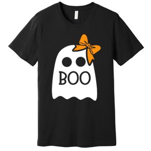 Ghost Boo With Bow For Halloween Costume Gift Premium T-Shirt