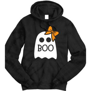 Ghost Boo With Bow For Halloween Costume Gift Tie Dye Hoodie