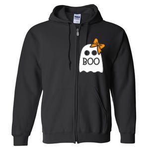 Ghost Boo With Bow For Halloween Costume Gift Full Zip Hoodie