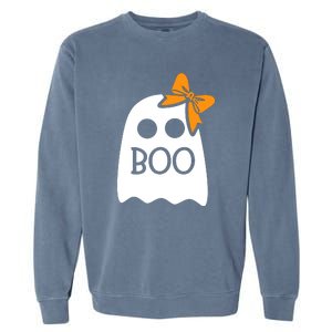 Ghost Boo With Bow For Halloween Costume Gift Garment-Dyed Sweatshirt