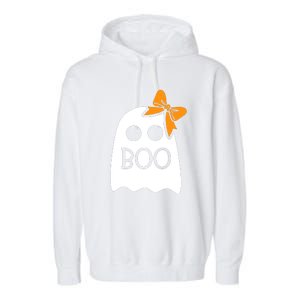 Ghost Boo With Bow For Halloween Costume Gift Garment-Dyed Fleece Hoodie