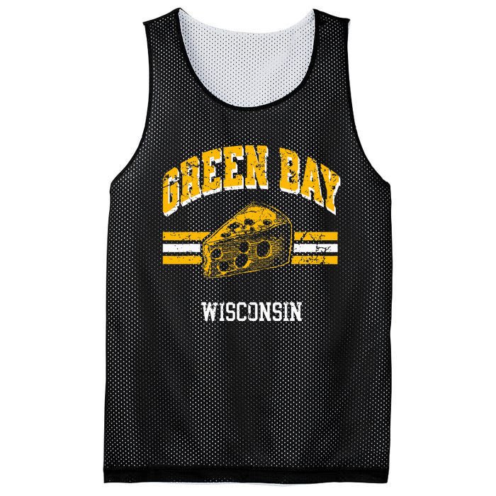 Green Bay Wisconsin Cheesehead Retro Pride Vintage Cheese Mesh Reversible Basketball Jersey Tank