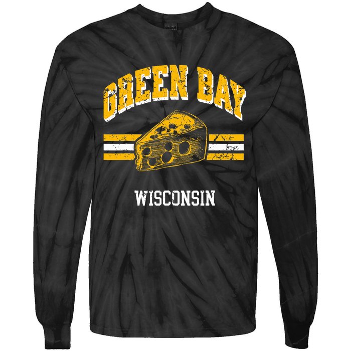 Green Bay Wisconsin Cheesehead Retro Pride Vintage Cheese Tie-Dye Long Sleeve Shirt