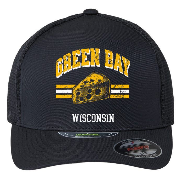 Green Bay Wisconsin Cheesehead Retro Pride Vintage Cheese Flexfit Unipanel Trucker Cap