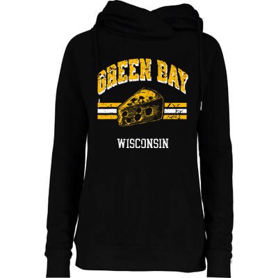 Green Bay Wisconsin Cheesehead Retro Pride Vintage Cheese Womens Funnel Neck Pullover Hood