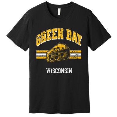 Green Bay Wisconsin Cheesehead Retro Pride Vintage Cheese Premium T-Shirt