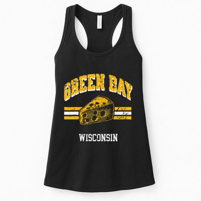 Green Bay Wisconsin Cheesehead Retro Pride Vintage Cheese Womens Tank Top