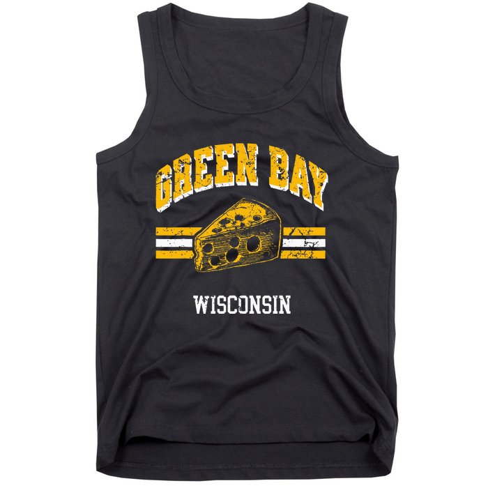 Green Bay Wisconsin Cheesehead Retro Pride Vintage Cheese Tank Top