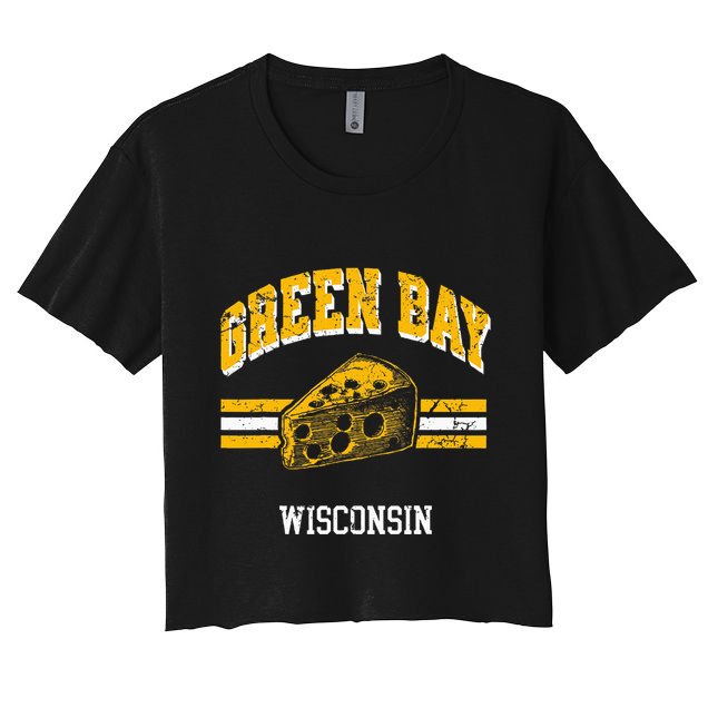 Green Bay Wisconsin Cheesehead Retro Pride Vintage Cheese Crop Top