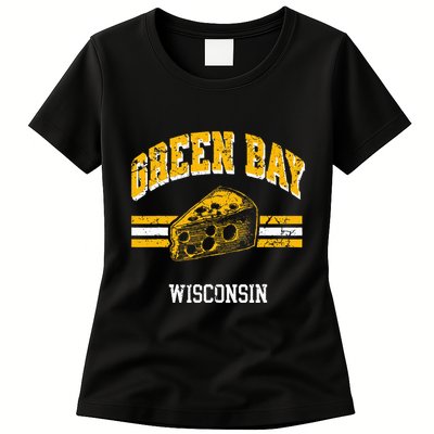 Green Bay Wisconsin Cheesehead Retro Pride Vintage Cheese Womens T-Shirt
