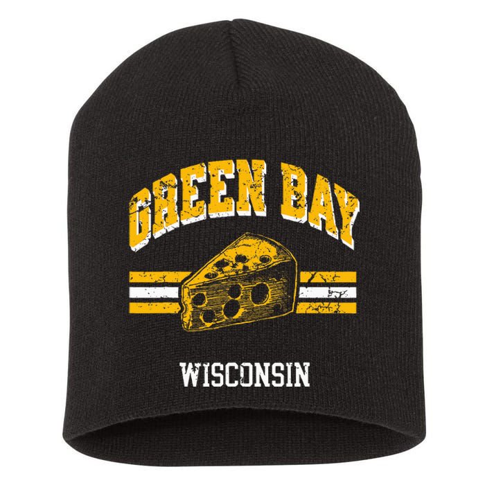 Green Bay Wisconsin Cheesehead Retro Pride Vintage Cheese Short Acrylic Beanie