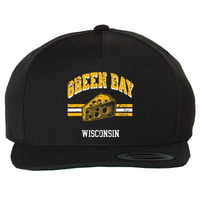 Green Bay Wisconsin Cheesehead Retro Pride Vintage Cheese Wool Snapback Cap