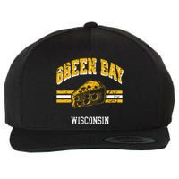 Green Bay Wisconsin Cheesehead Retro Pride Vintage Cheese Wool Snapback Cap