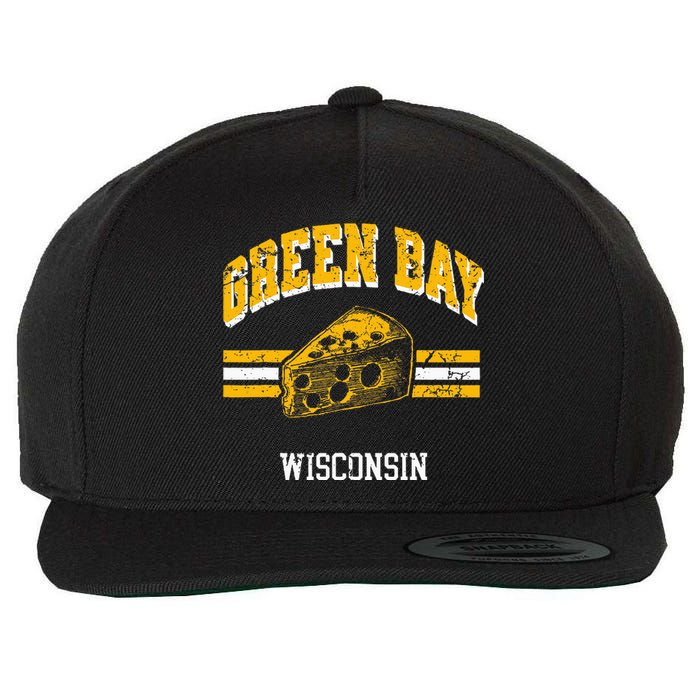 Green Bay Wisconsin Cheesehead Retro Pride Vintage Cheese Wool Snapback Cap