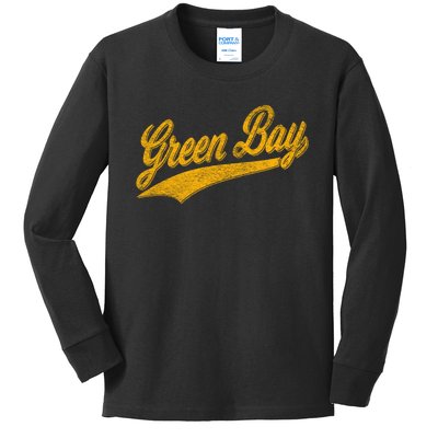 Green Bay Wisconsin Vintage Sports Kids Long Sleeve Shirt