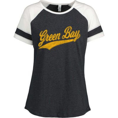 Green Bay Wisconsin Vintage Sports Enza Ladies Jersey Colorblock Tee