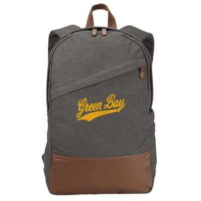 Green Bay Wisconsin Vintage Sports Cotton Canvas Backpack