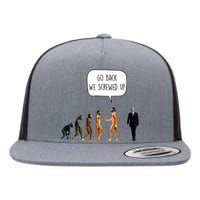 Go Back We Screwed Up Funny Anti Biden Human Evolution Flat Bill Trucker Hat