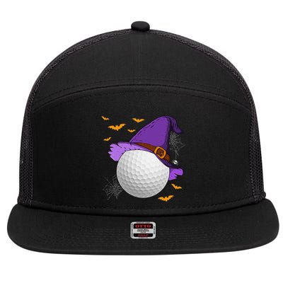 Golf Ball Witch Hat Pumpkin Spooky Halloween Costume 7 Panel Mesh Trucker Snapback Hat