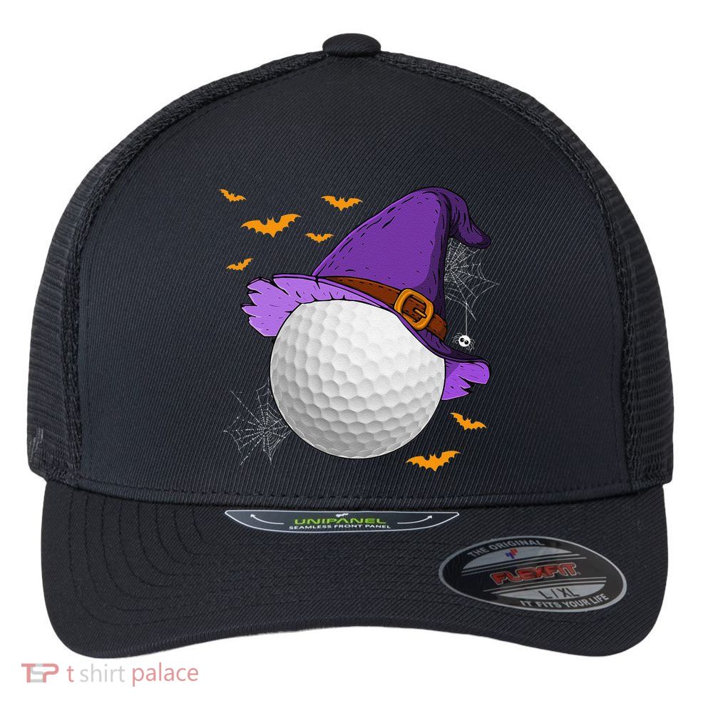 Golf Ball Witch Hat Pumpkin Spooky Halloween Costume Flexfit Unipanel Trucker Cap