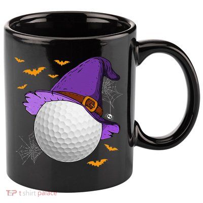 Golf Ball Witch Hat Pumpkin Spooky Halloween Costume 11oz C Handle Ceramic Mug