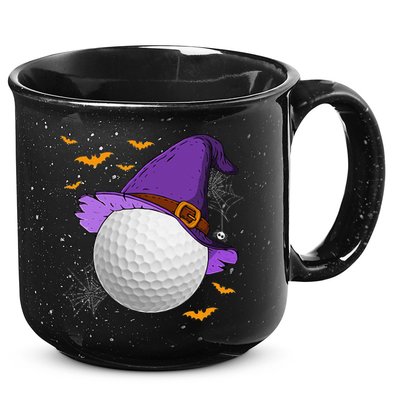 Golf Ball Witch Hat Pumpkin Spooky Halloween Costume 15oz Campfire Ceramic Mug