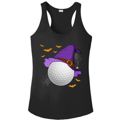 Golf Ball Witch Hat Pumpkin Spooky Halloween Costume Ladies PosiCharge Competitor Racerback Tank