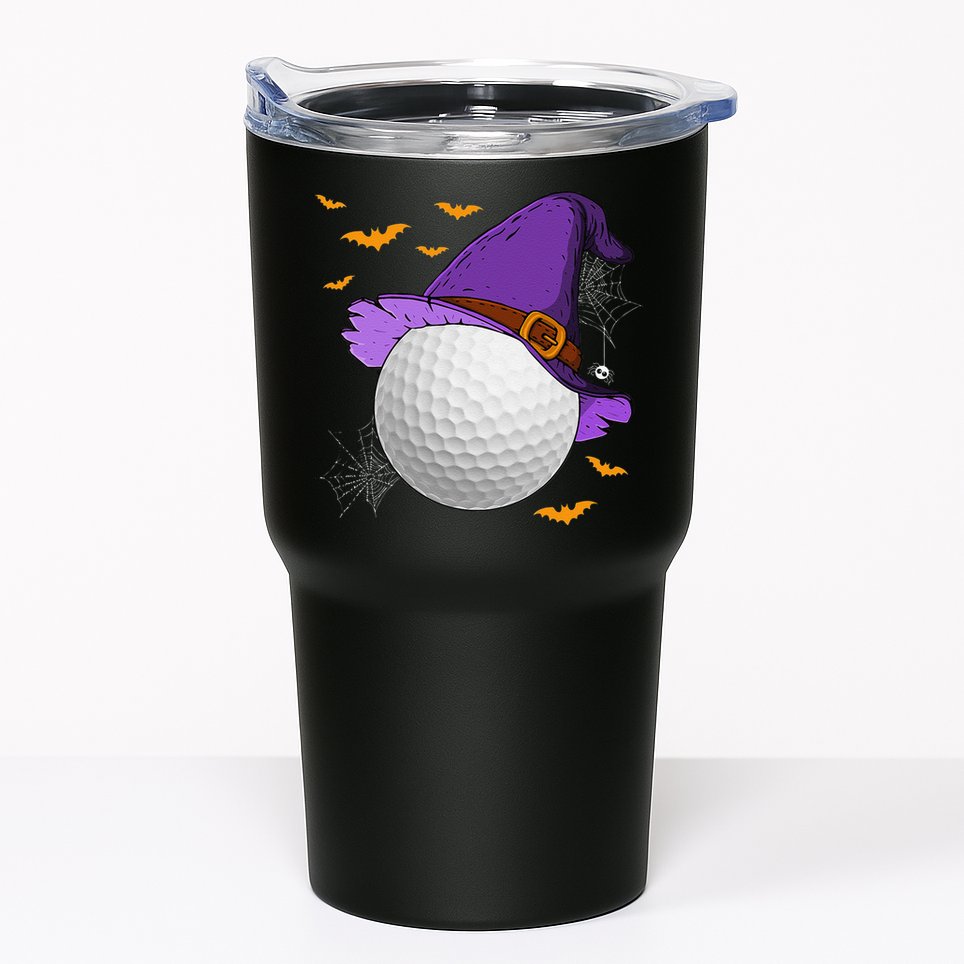 Golf Ball Witch Hat Pumpkin Spooky Halloween Costume Tumbler