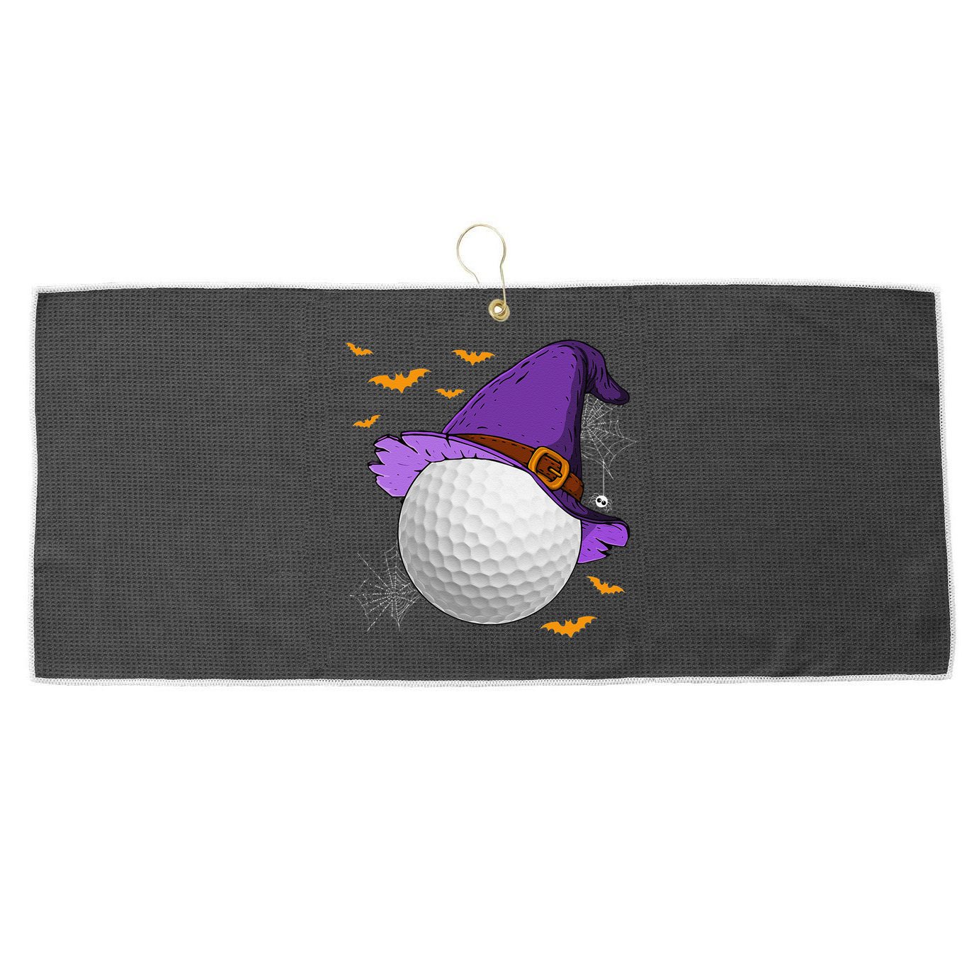 Golf Ball Witch Hat Pumpkin Spooky Halloween Costume Large Microfiber Waffle Golf Towel