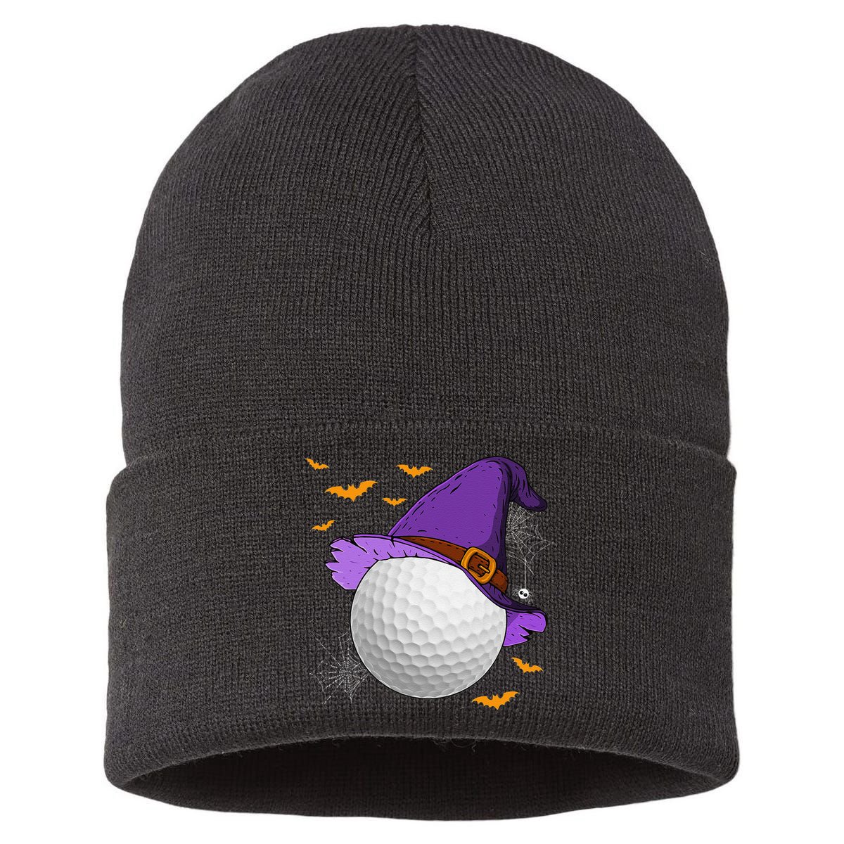 Golf Ball Witch Hat Pumpkin Spooky Halloween Costume Sustainable Knit Beanie