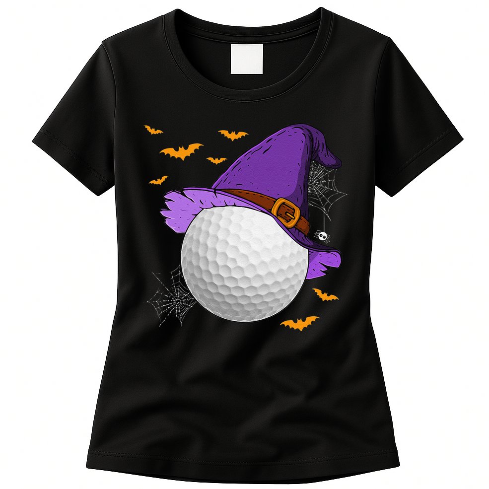 Golf Ball Witch Hat Pumpkin Spooky Halloween Costume Womens T-Shirt