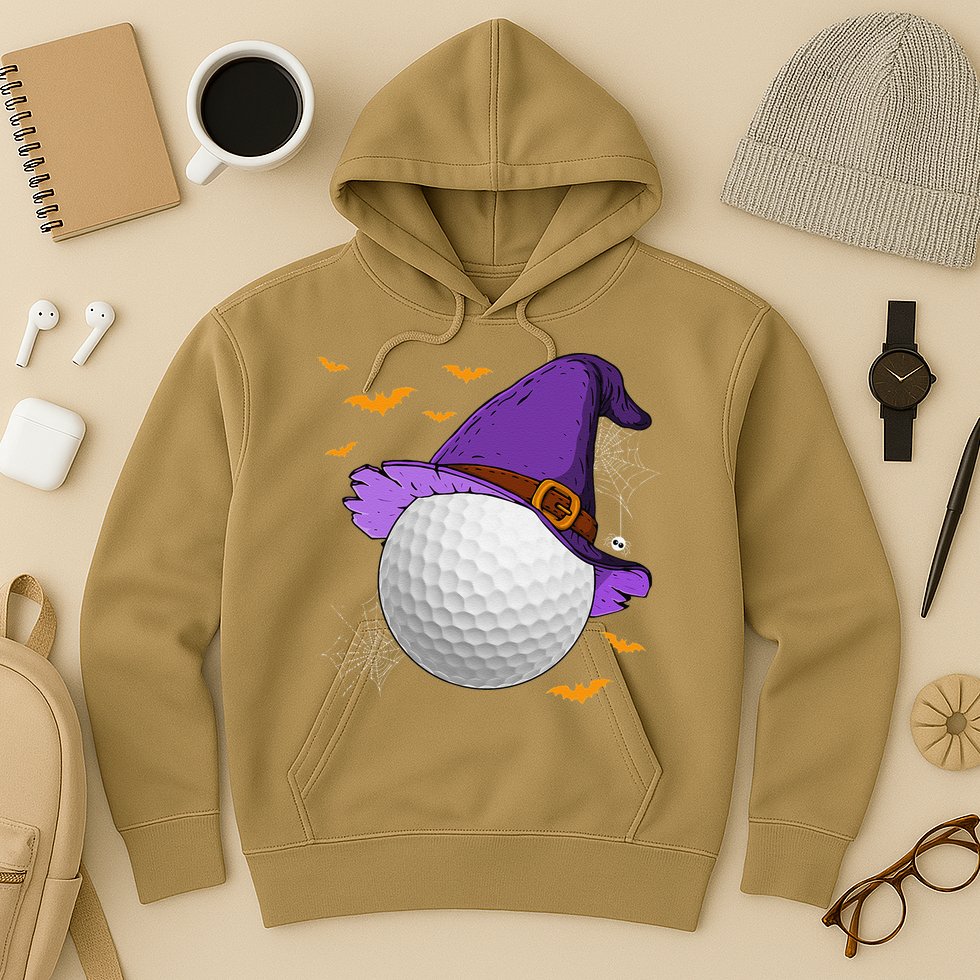 Golf Ball Witch Hat Pumpkin Spooky Halloween Costume Hoodie