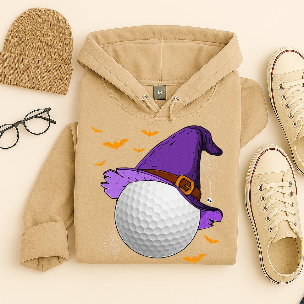 Golf Ball Witch Hat Pumpkin Spooky Halloween Costume Hoodie