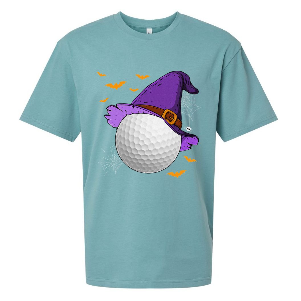 Golf Ball Witch Hat Pumpkin Spooky Halloween Costume Sueded Cloud Jersey T-Shirt