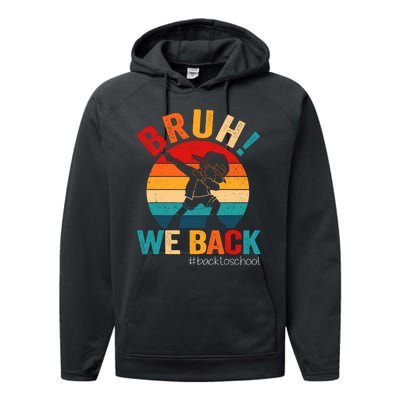 Groovy Bruh We Back Teachers Funny Back To School Performance Fleece Hoodie