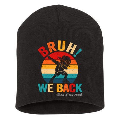 Groovy Bruh We Back Teachers Funny Back To School Short Acrylic Beanie