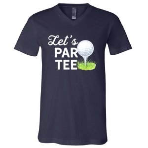 Golf Ball With Pin Funny Golf Club Lets Par Gift V-Neck T-Shirt