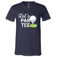 Golf Ball With Pin Funny Golf Club Lets Par Gift V-Neck T-Shirt