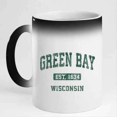 Green Bay Wisconsin Wi Vintage Athletic Sports Design 11oz Black Color Changing Mug