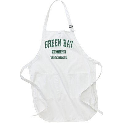 Green Bay Wisconsin Wi Vintage Athletic Sports Design Full-Length Apron With Pockets