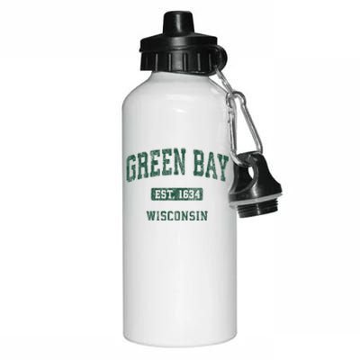 Green Bay Wisconsin Wi Vintage Athletic Sports Design Aluminum Water Bottle